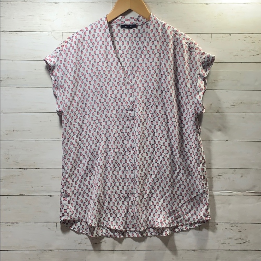 White Pink Paisley Lightweight Summer Blouse Sz. S - Picture 1 of 7